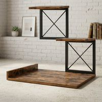 Stepped 3-Tier Display Shelf Space-Saving Desktop Display Rack Long-Lasting Tabletop Organizer with Shelves Rustic for Entryway