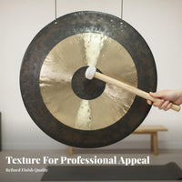 Professional Grade Two-Tone Chau Gong Long vibration Percussion Instrument Soothing Sound House Decoration handmade for Meditation Practitioners, Musicians, Home Decor lovers