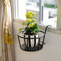 Home Decoration Iron Plant Stand for Hanging Plant, Balcony Planters for Railing with Fixed Hook, Garden Planter Fence Planters, Metal Hanging