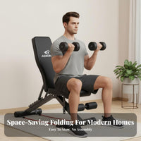 Multi-Functional Adjustable Weight Bench Full-Body Workout Adjustable Utility Bench with Pulley Sturdy Construction Weightlifting Chair Comfortable Padding for Home Gym Users, Men, Adults, Strength Training, Muscle Building, Garage