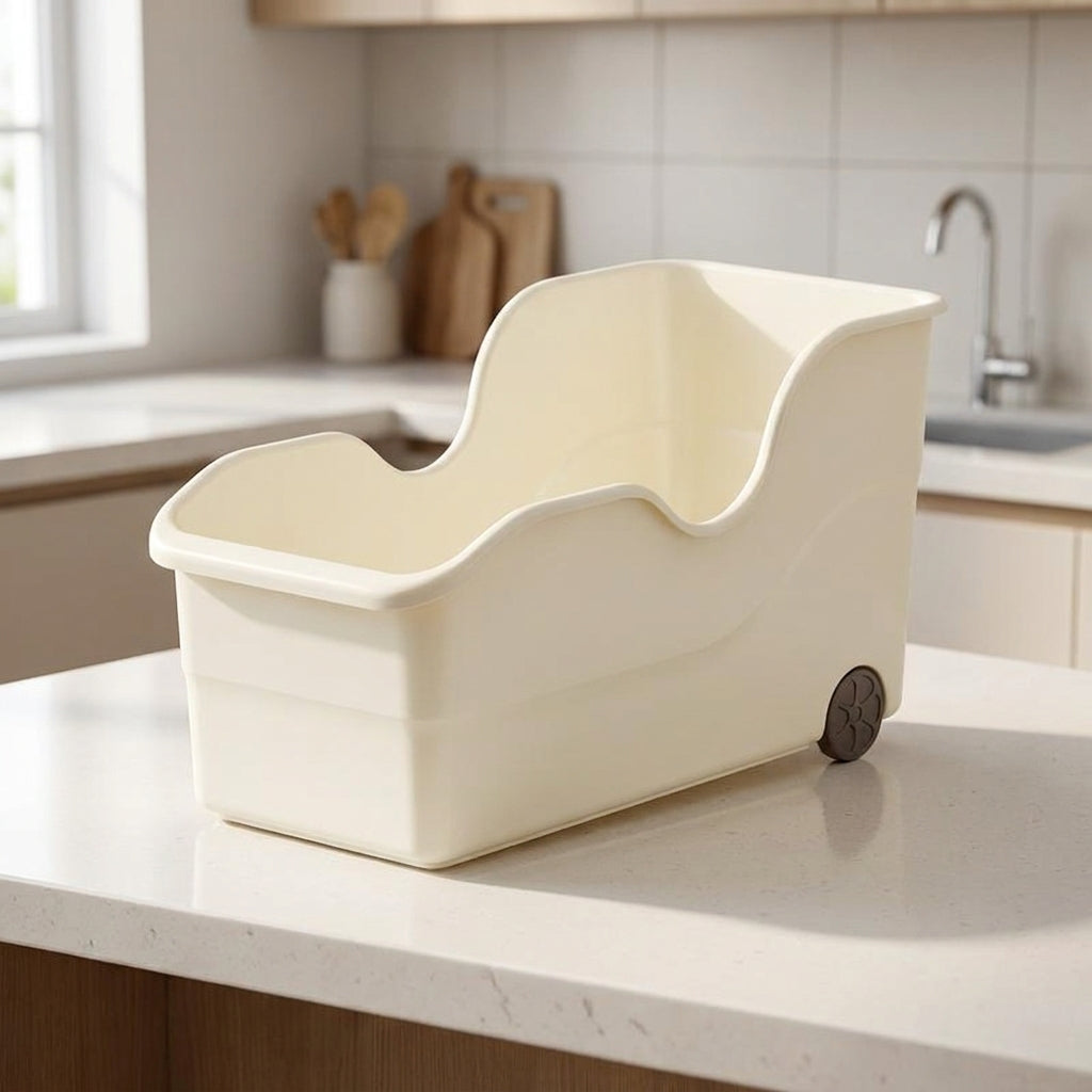 12L Kitchen Storage Bin With Wheels Stackable Storage Boxes With Lids, Wheeled Storage Boxes With Lids For Pots Pans Lids Spices Utensils