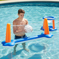 Inflatable Volleyball Net and Basketball Hoop Portable Inflatable Volleyball and Basketball Set Aquatic Sports Combination Set for Family, Outdoor
