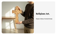 European Design Carved Orthodox Cross Handmade Hand Carved Wooden Cross Unique Design for Christians, Homeowners, Prayer Room, Home Decor