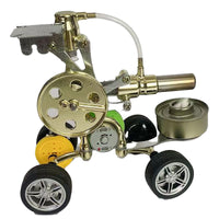 Stirling Engine Model with Gold Finish and Wheels for Educational Experiments