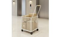 Lightweight Portable Shopping Trolley Wheeled Grocery Trolley 4 Wheels Household Carrier for Supermarket