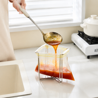 Stainless Steel Trash Bag Holder, Foldable, Food Waste Stand, 18-22cm Opening, For Sink, Tabletop Dual Use