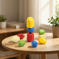 10 Pieces Wooden Stacking Stones Geometric Stacking Blocks Educational