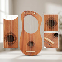Wooden 7-String Lyre Plucked Lyre Portable 7-String Harp Handheld for Music Learners, Home Practice
