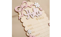 Wooden Baby Milestone Plaque with Ribbon Scalloped Birth Announcement Plaque Compact Welcome Baby Sign Lightweight for Expectant Parents
