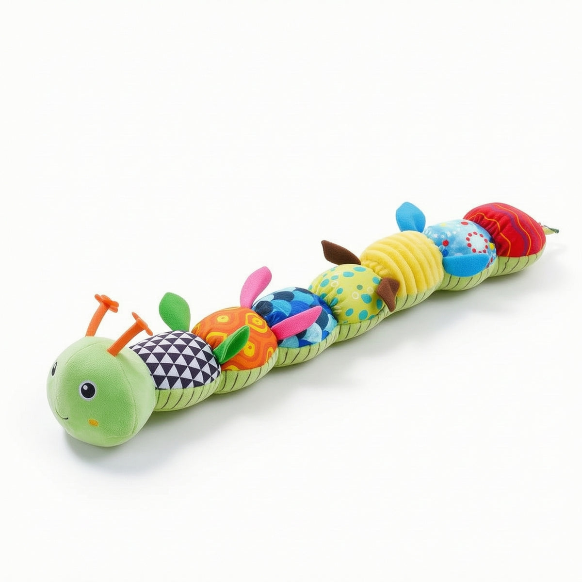 Caterpillar Toy with Embroidered Face Cushioned Caterpillar Stuffed Toy Soft Sensory-Friendly for Infants, Tummy Time