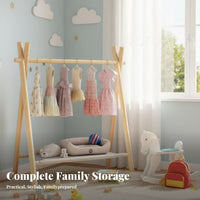 Multipeg Design child's Wooden Clothes Tree polished Rounded perimeters gratisstanding Coat Tree Sturdy & Stable Nursery Furniture Easy Assembly for Children, young children, Bedroom, Playroom, Living Room, Entryway