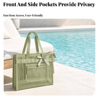 Top Zipper Closure Rectangular Mesh Tote Bag Stands Upright Mesh Beach Tote Large Capacity