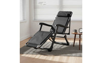 Foldable Design Folding Recliner Chair No Assembly Required Sit Sleep Chair Bed Sturdy Steel Frame Portable Napping Cot Anti-Slip Feet for Balcony, Patio