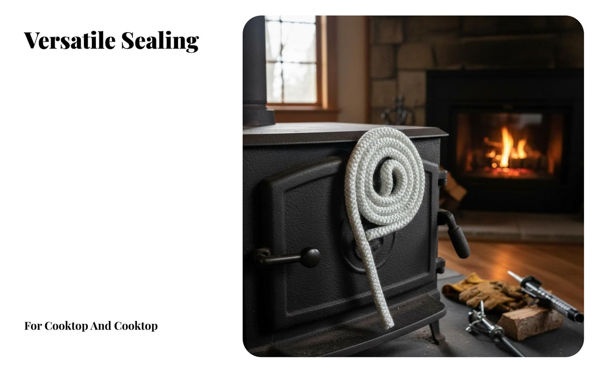 Flexible and Conformable Fiberglass Sealing Rope Long-Lasting Heater Door Seal Rope Abrasion Resistant Braided Fiberglass Gasket for DIY Enthusiasts, Maintenance Professionals, Repair Technicians, Pellet Stoves, Boilers, Ovens, Industrial Equipment