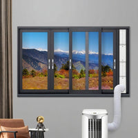4 Pieces Portable Cooling Unit Window Barrier Kit Adjustable Window Sealing Board with Hose Opening Extendable Hardware for Renters, Homeowners