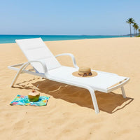 Weather Resistant Poolside Chaise Lounge Breathable Mesh Material Outdoor Chaise Lounge Easy to Clean Adjustable Patio Lounger Low Maintenance for Beach, Garden, Backyard