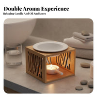 Bamboo Essential Oil Burner Relaxing Aroma Fragrance Lamp Decorative Hollow-out Furnace for Meditation Lovers, Living Room, Office