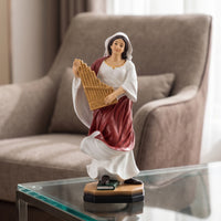 Female Musician Figurine Painted Figurine with Organ Instrument Detailed Musician Statue for Collectors, Desk, Cabinet