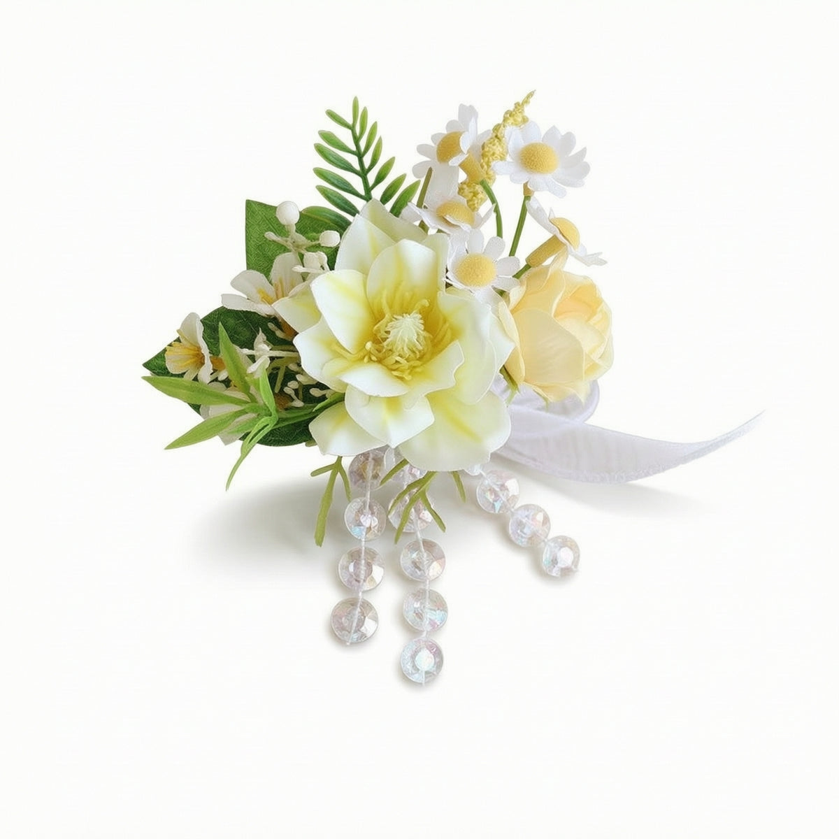 Wrist Corsage with Ribbon Elegant Wrist Corsage with Beads Colorfast for Brides