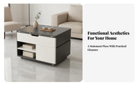 Multi-Functional Lift-Top Coffee Table with Hidden Stools Space-Saving Lift-Top Coffee Table with Nesting Stools Adjustable Height Living Room Furniture Built-in Storage for Apartment Dwellers, Families, Telecommuting Workers, Small Areas, Dining