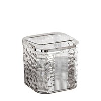 Translucent Plastic Desktop Trash Bin Hinged Lid Desktop Trash Can Wavy Texture Small Waste Bin Metallic Rim for Bathroom