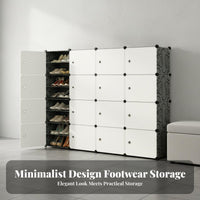 Modular Footwear Storage Unit Multi-Layer Design DIY Assembly Shoe Closet Dustproof Stackable Storage Cubes for Families, Students, Entryway
