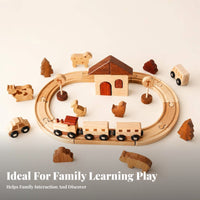 Wooden Train Set Scenery Pieces Wooden Railway Toy Creative Play Railroad Playset for Children