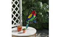 Simulation Parrot Ornament Realistic Design Artificial Parrot on Perch Vivid Colors Animal Figurine for Living Room, Garden, Patio