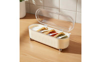 4-Compartment Seasoning Box Prevents Flavor Mixing Compartment Seasoning Box Space-Saving 4-Grid Condiment Organizer