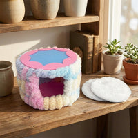 Rodent Accessories for Cage, Winter Warm Bird Nest for Parakeets, Secure Enclosed Nest, Handmade 13.5cm Cylindrical Fleece Hut for Small Animals