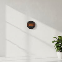 Clock with Wood-Grain Panel Modern Digital Wall Clock   for Office