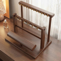 uncoveredFrame Wood Jewelry Display Rack Desktop Two-Tier Jewelry Organizer Gold-Tone 2 Tier T-Shaped Bar Display Wooden