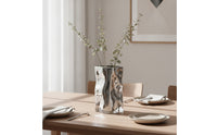 Stainless Steel Vase Silver Wavy Cylindrical Vase Sculptural Stainless Steel Vases for Decorators