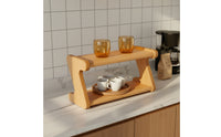 Desktop Storage Organizer Minimalist Desktop Organizer Decorative Wooden Shelf with Two Tiers for Coffee Station