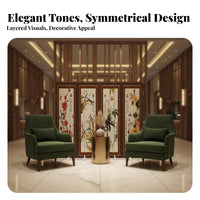 Foldable 4-Panel Art Partition Waterproof Folding Screen Chinese design Painting Room separater Freestanding for Interior Decorators, Business Owners, Bedroom, Studio Apartment, Restaurant, teleconference Calls