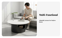 Sintered Stone Top double-levellevel circular table Minimalist Design Home Furniture Space-Saving Italian Inspired for Apartment Dwellers, Homeowners, Office Managers, Living Room, Small Spaces, Lounge, Reception Area