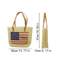 Structured Woven Tote Bag Practical Tote Bag with Shoulder Straps Versatile Carryall Everyday for Women, Independence Day