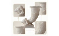 Vase with Ram Head Faux-Jade Horn Vase Vessel Sculptural Embossed for Mantel, Console Table