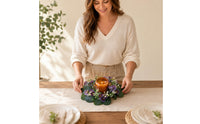 Tabletop Eucalyptus Wreath Circular Arrangement Violet Blossoms Artificial Eucalyptus Wreath Realistic Look Circular Garland Lightweight for Table Display