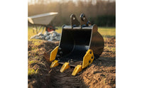 Multi-Functional Mini Excavator Attachment Kit Versatile Excavator Scoop and Ripper Set Long-Lasting Ground Auger Drill Wear-Resistant for Contractors, Landscapers, Farmers, Construction, Landscaping, Farming, Demolition