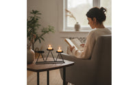 3-Cup Candle Holder Geometric Candle Holder with 3 Cups Metal Candelabra Modern Rectangular for Event Planners