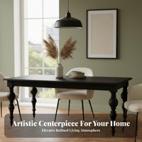 Black Baluster Leg Table French Design Home Furniture Light Luxury for Apartment Dwellers, Interior Decorators, Dining Room, Kitchen, Restaurant