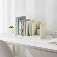 Book Organizer with Handles Desktop Bookends with Dividers Expandable