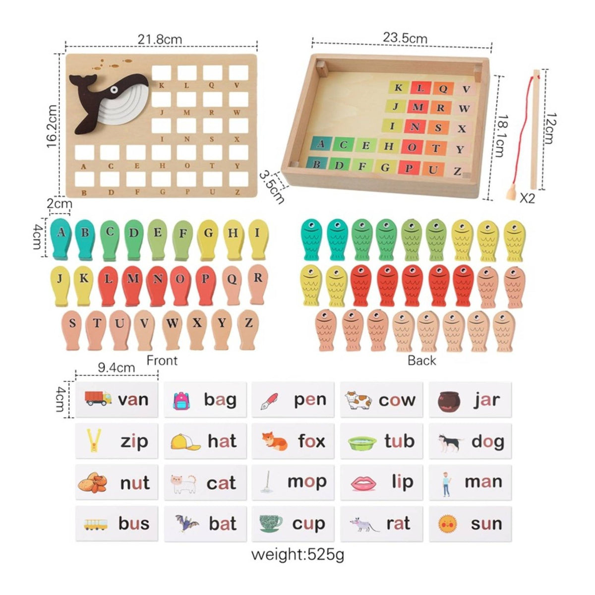 Hand-Eye Coordination Alphabet Fishing Game Fine Movement Skills Development Fishing Game Learn to Spell Alphabet Learning Toy Strong Attractive Components for Toddlers, Preschoolers, Home School, Classroom