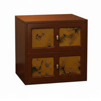 Vintage Design Printed 2-Drawer Nightstand Oriental Pattern 2-Drawer Cabinet with Butterfly Print Multi-Purpose Bedside Table Sturdy Frame for Apartment Dwellers, Homeowners, Students, Small Areas, Guest Room, Entryway
