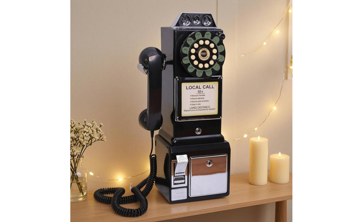 Retro Design Vintage Audio Message Recorder Coiled Cord Rotary Phone Recorder Glossy Rotary Telephone Decorative
