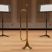 Gold Finish Bugle with Gloves Brass Bugle Big Bell Design Wind Instrument Portable for Students, Beginners, School Band, Drum Corps