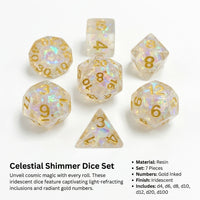 Polyhedral Dice Set for Gaming, 7 Pcs Polyhedral Dice, Resin Dice Set, Rounded Edge Gaming Dice, Tabletop Dice Set Game Night