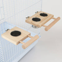 Foraging Toy Stainless Steel Enclosure Feeder Cups Easy to Clean Parrot Food and Water Bowl Stand Sturdy & Long-Lasting Hanging Food Water Bowl Stand Anti-Rust for Cockatiels, Parakeets, Small Birds