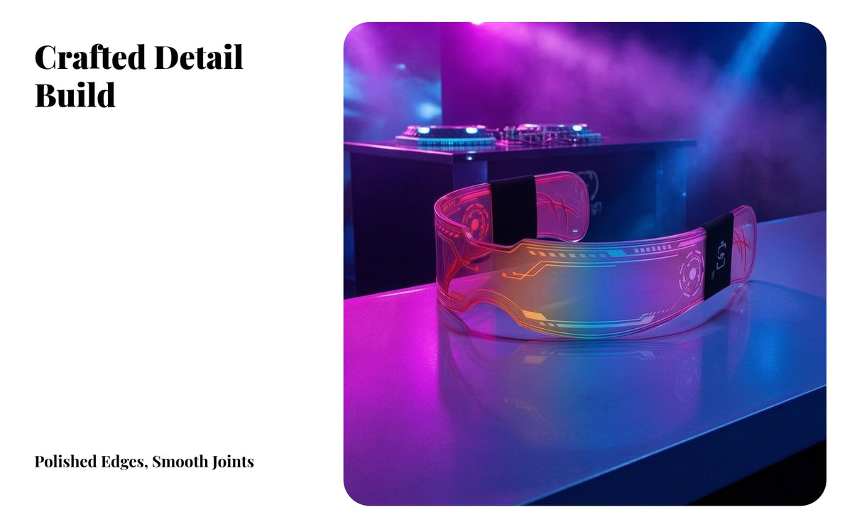 Futuristic Digital-Age Goggles With | Printed Circuit-Style Detailing, full-coverage Shape, LED Goggles, for Costume Parties